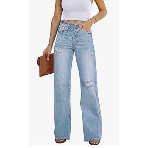 Women’s Jeans High Waist Relaxed Fit Ripped Jeans Stretchy Flare